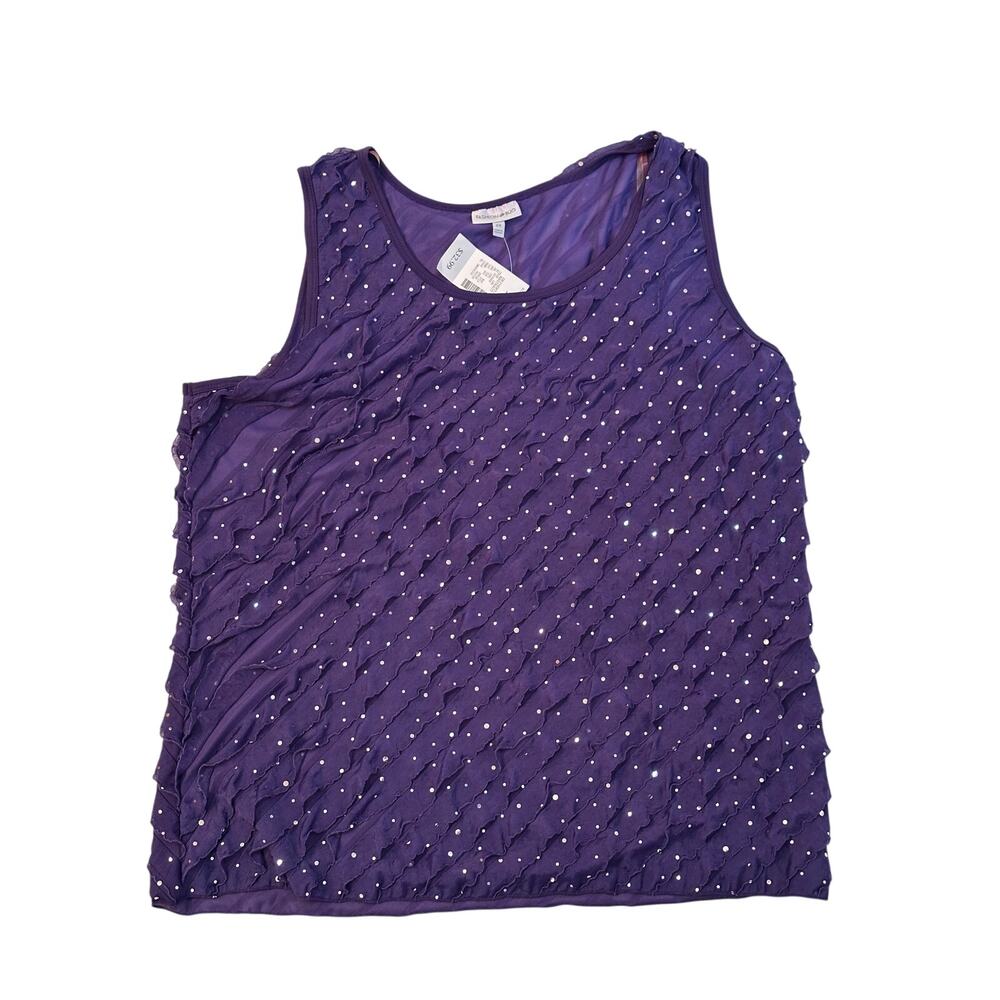 Fashion Bug Driven to Abstraction tank blouse size 2X in purple NWT